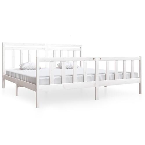 Sengeramme 200x200 cm massivt træ hvid