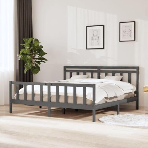 Sengeramme 200x200 cm massivt træ grå