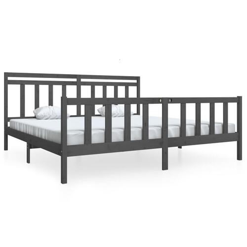 Sengeramme 200x200 cm massivt træ grå