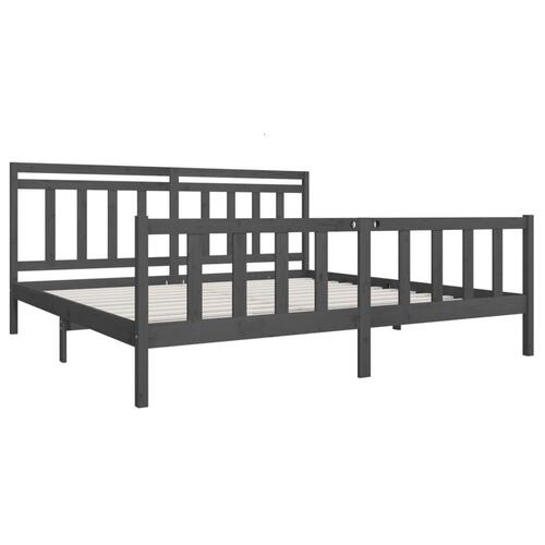 Sengeramme 200x200 cm massivt træ grå