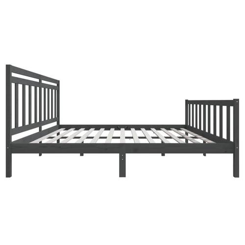Sengeramme 200x200 cm massivt træ grå