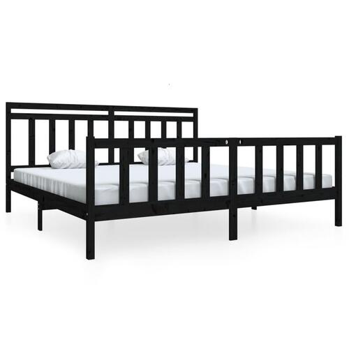 Sengeramme 200x200 cm massivt træ sort