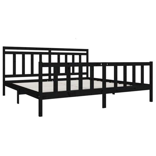 Sengeramme 200x200 cm massivt træ sort
