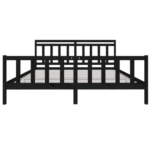 Sengeramme 200x200 cm massivt træ sort