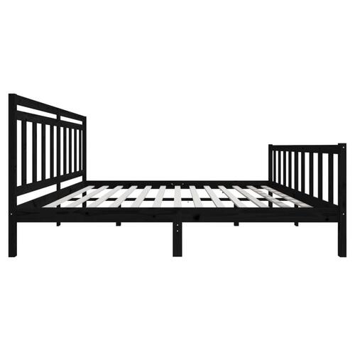 Sengeramme 200x200 cm massivt træ sort