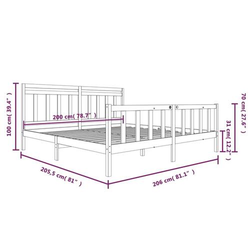 Sengeramme 200x200 cm massivt træ sort