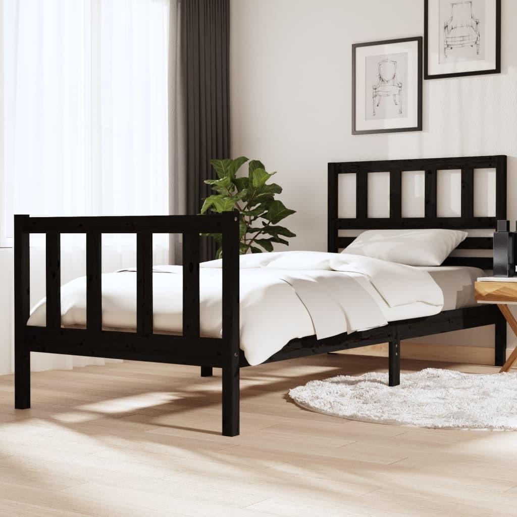 Sengeramme 90x200 cm massivt træ sort