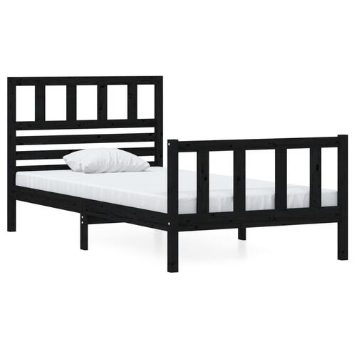 Sengeramme 90x200 cm massivt træ sort
