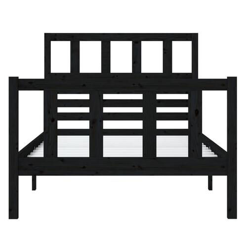 Sengeramme 90x200 cm massivt træ sort