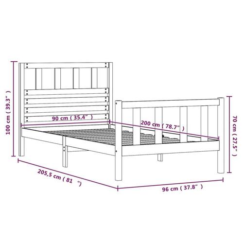 Sengeramme 90x200 cm massivt træ sort