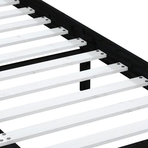 Sengeramme 140x190 cm massivt fyrretræ sort