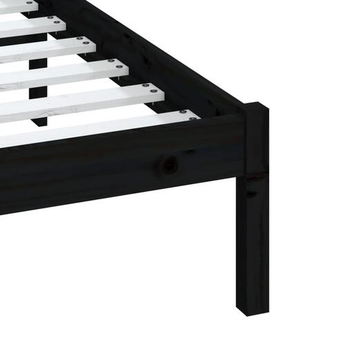 Sengeramme 140x190 cm massivt fyrretræ sort