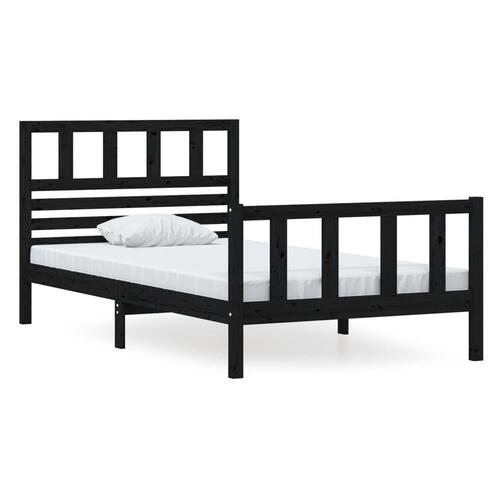 Sengeramme 100x200 cm massivt træ sort