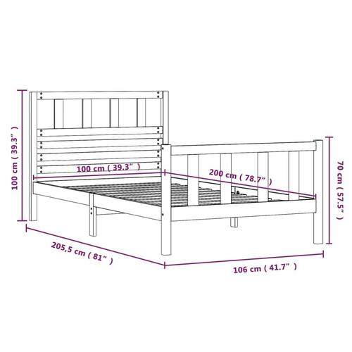 Sengeramme 100x200 cm massivt træ sort