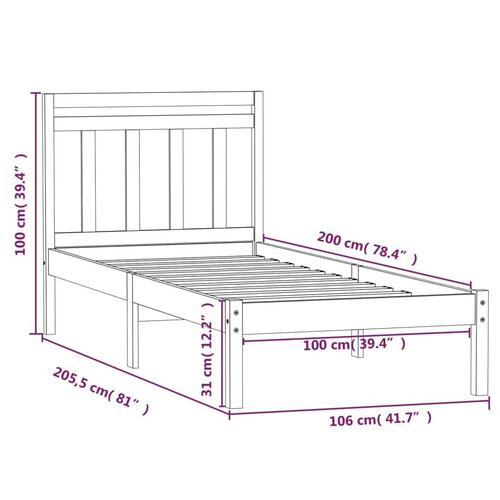 Sengeramme 100x200 cm massivt fyrretræ