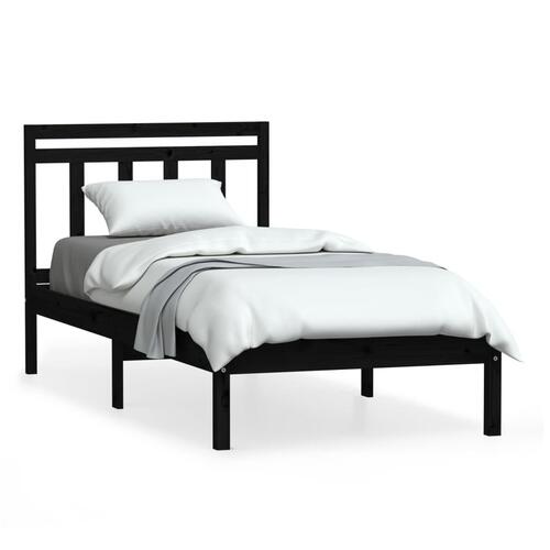 Sengeramme 100x200 cm massivt fyrretræ sort