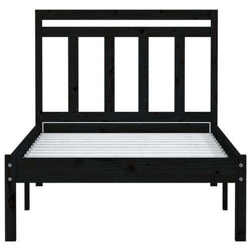 Sengeramme 100x200 cm massivt fyrretræ sort