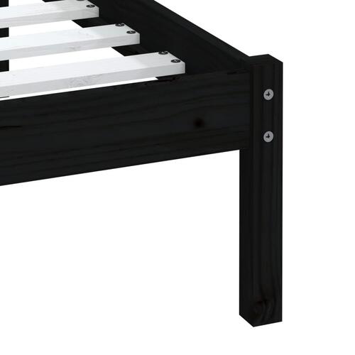 Sengeramme 100x200 cm massivt fyrretræ sort