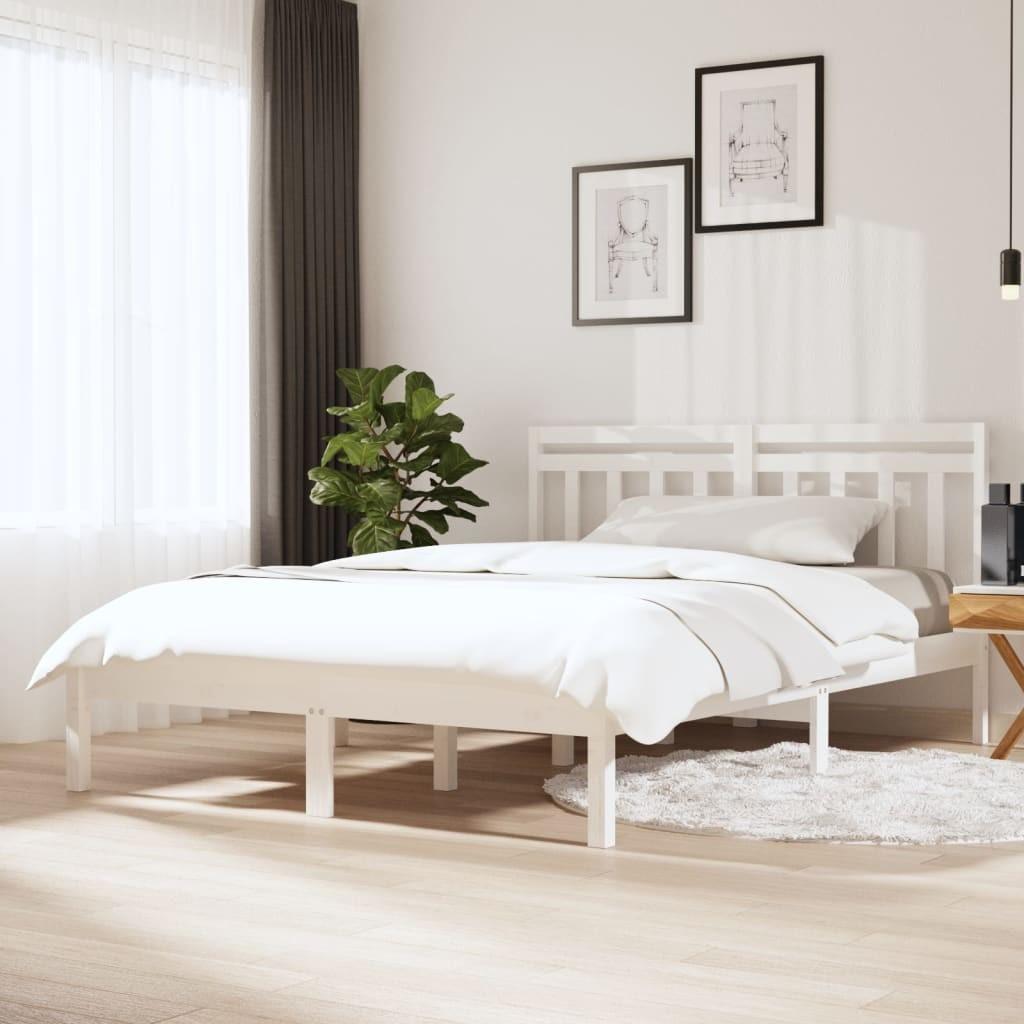 Sengeramme 120x200 cm massivt fyrretræ hvid