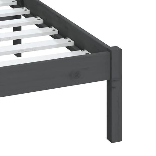 Sengeramme 150x200 cm King Size massivt træ grå