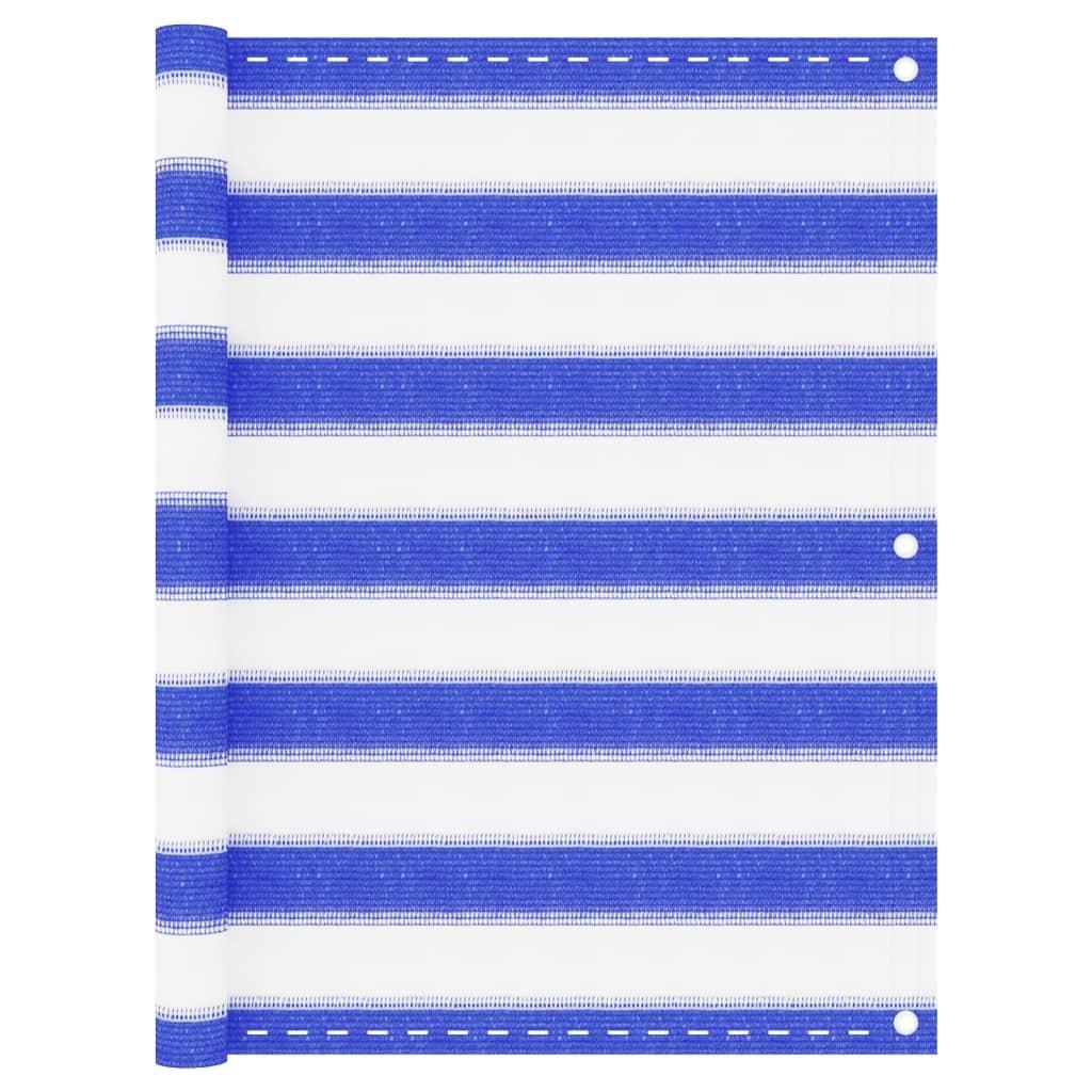 Altanafskærmning 75x300 cm HDPE blå og hvid
