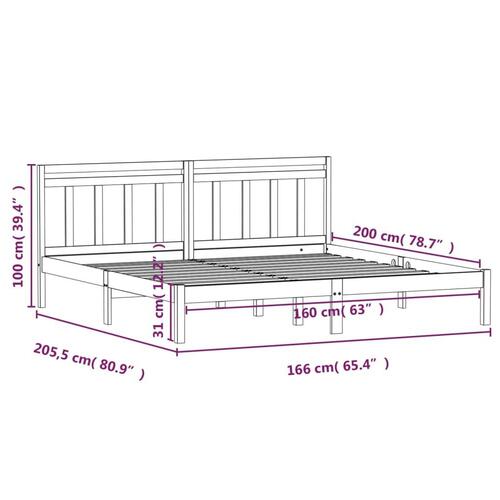 Sengeramme 160x200 cm massivt fyrretræ
