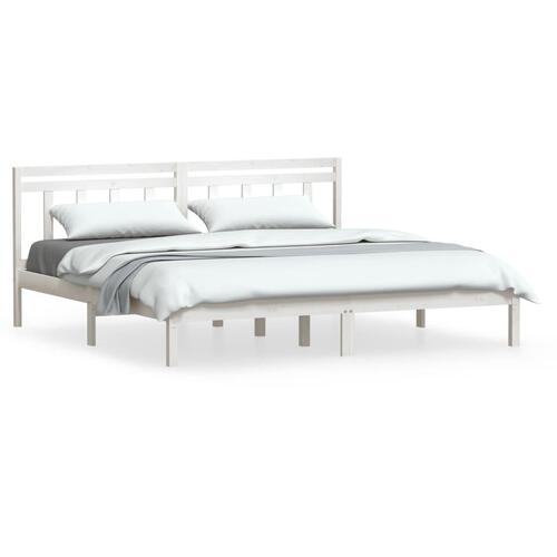 Sengeramme 160x200 cm King Size massivt fyrretræ hvid