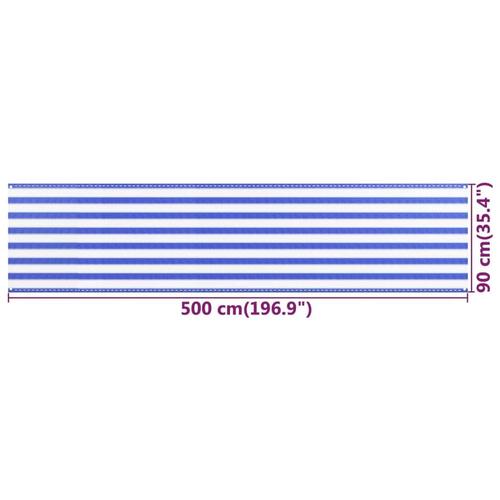 Altanafskærmning 90x500 cm HDPE blå og hvid