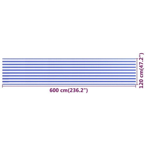 Altanafskærmning 120x600 cm HDPE blå og hvid