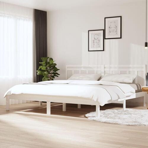 Sengeramme 200x200 cm massivt fyrretræ hvid