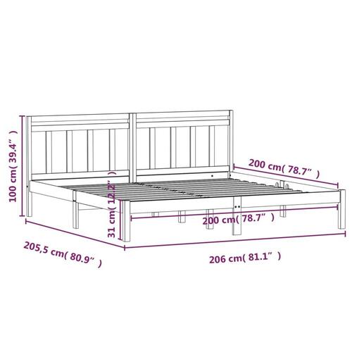 Sengeramme 200x200 cm massivt fyrretræ hvid
