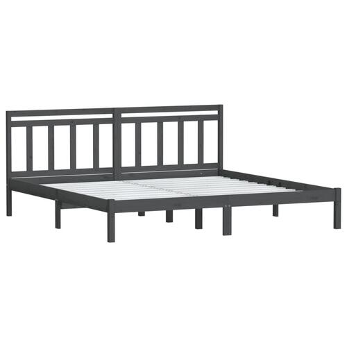 Sengeramme 200x200 cm massivt fyrretræ grå