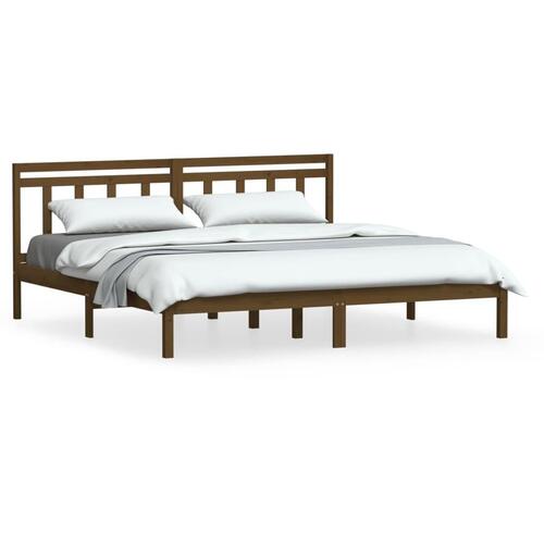 Sengeramme 200x200 cm massivt fyrretræ gyldenbrun