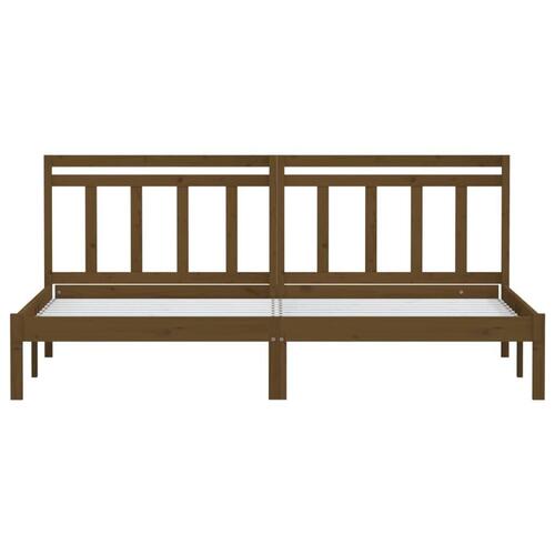 Sengeramme 200x200 cm massivt fyrretræ gyldenbrun