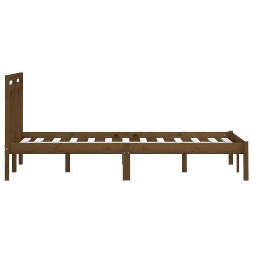 Sengeramme 200x200 cm massivt fyrretræ gyldenbrun