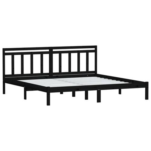 Sengeramme 200x200 cm massivt fyrretræ sort