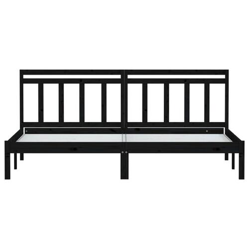 Sengeramme 200x200 cm massivt fyrretræ sort