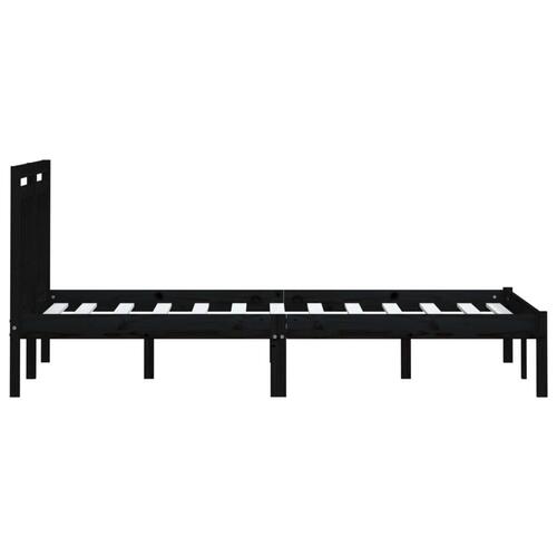 Sengeramme 200x200 cm massivt fyrretræ sort