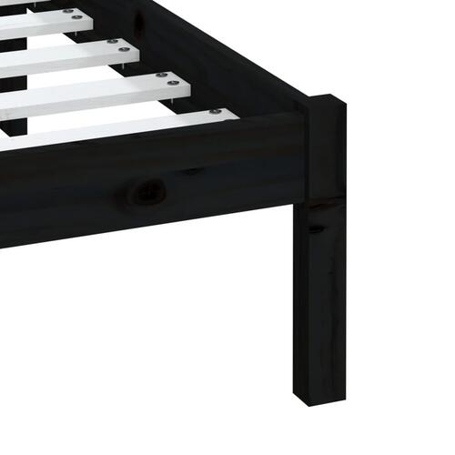 Sengeramme 200x200 cm massivt fyrretræ sort