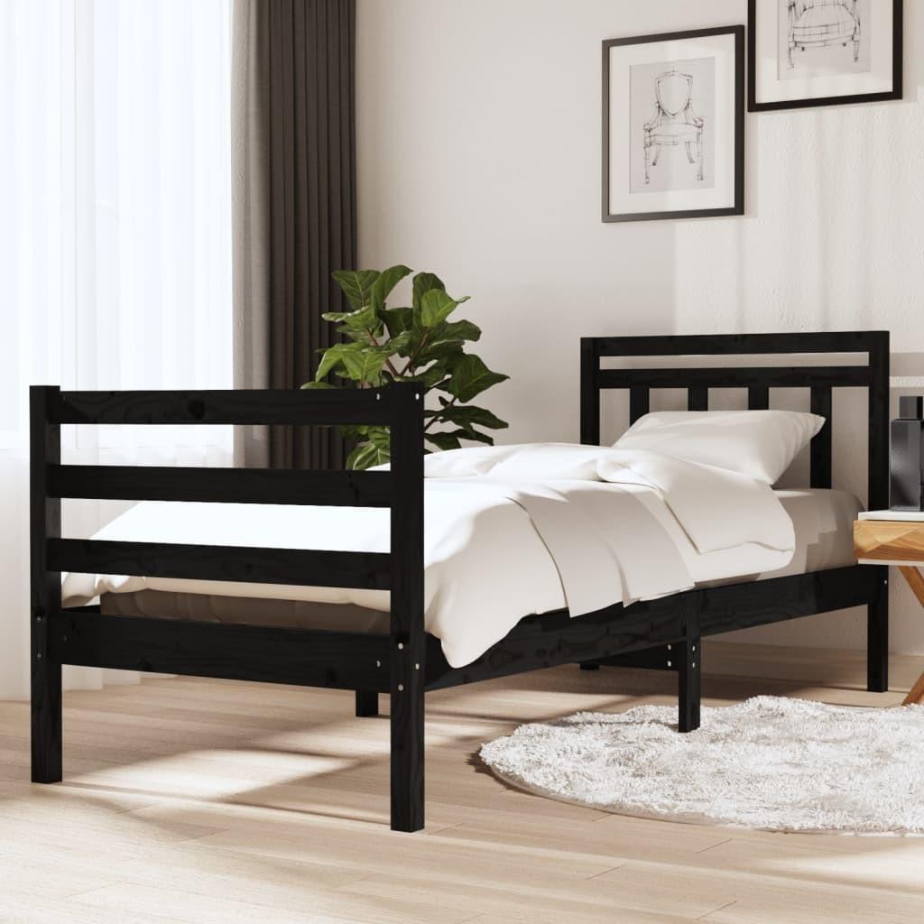 Sengeramme 75x190 cm Small Single massivt træ sort