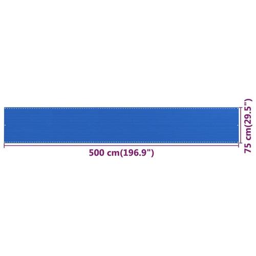 Altanafskærmning 75x500 cm HDPE blå