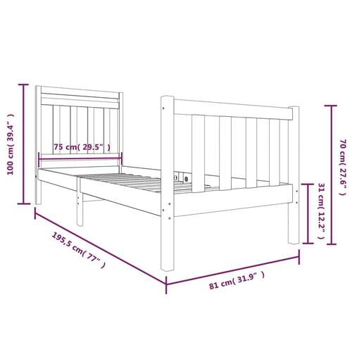 Sengeramme 75x190 cm Small Single massivt træ