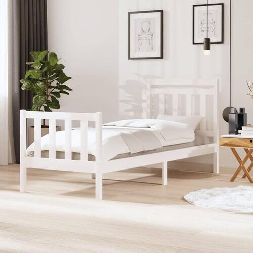 Sengeramme 75x190 cm Small Single massivt træ hvid