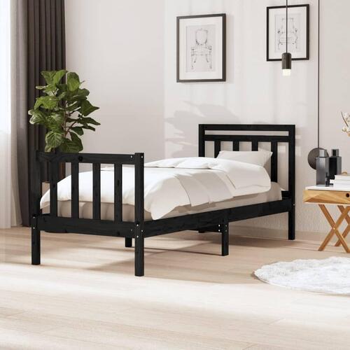 Sengeramme 75x190 cm Small Single massivt træ sort