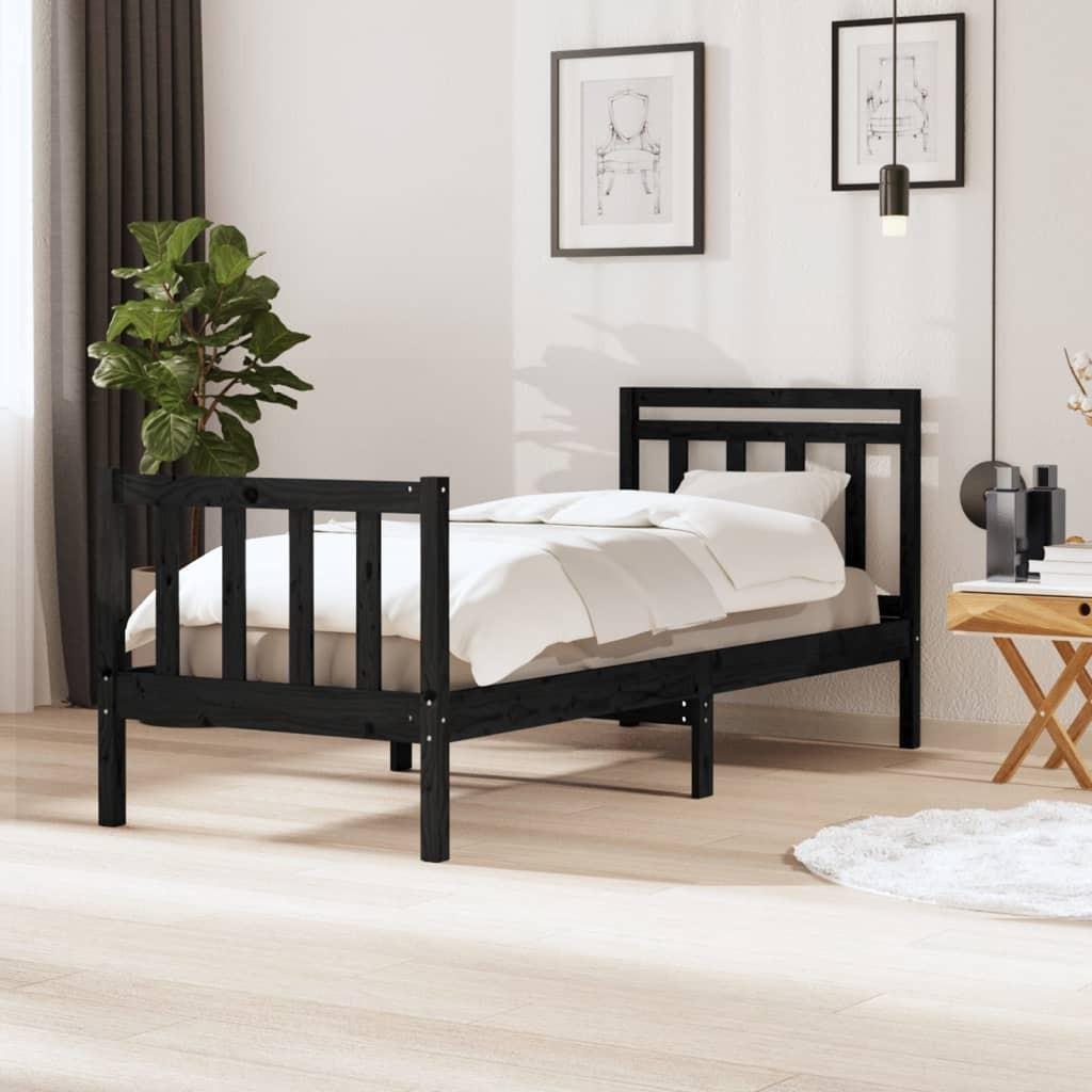 Sengeramme 75x190 cm Small Single massivt træ sort