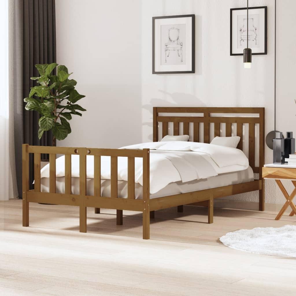 Sengeramme 120x190 cm Small Double massivt træ gyldenbrun