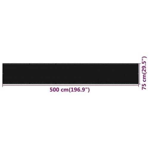 Altanafskærmning 75x500 cm HDPE sort