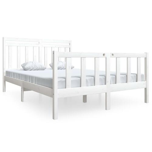 Sengeramme 140x190 cm massivt træ hvid