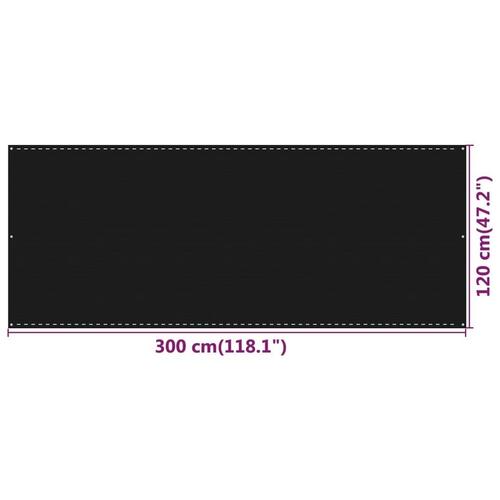 Altanafskærmning 120x300 cm HDPE sort