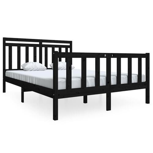 Sengeramme 140x190 cm massivt træ sort